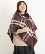 OZ3AS13060 eur3(エウルキューブ) チェック柄ブランケットポンチョ ダークブラウン(87)