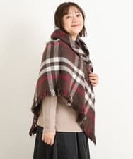 OZ3AS13060 eur3(エウルキューブ) チェック柄ブランケットポンチョ ダークブラウン(87)