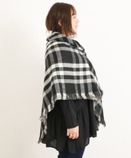 OZ3AS13060 eur3(エウルキューブ) チェック柄ブランケットポンチョ ブラック(94)