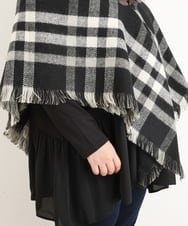 OZ3AS13060 eur3(エウルキューブ) チェック柄ブランケットポンチョ ブラック(94)