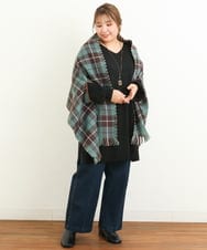 OZ3AS22045 eur3(エウルキューブ) リバーシブルポンチョストール グリーン(35)