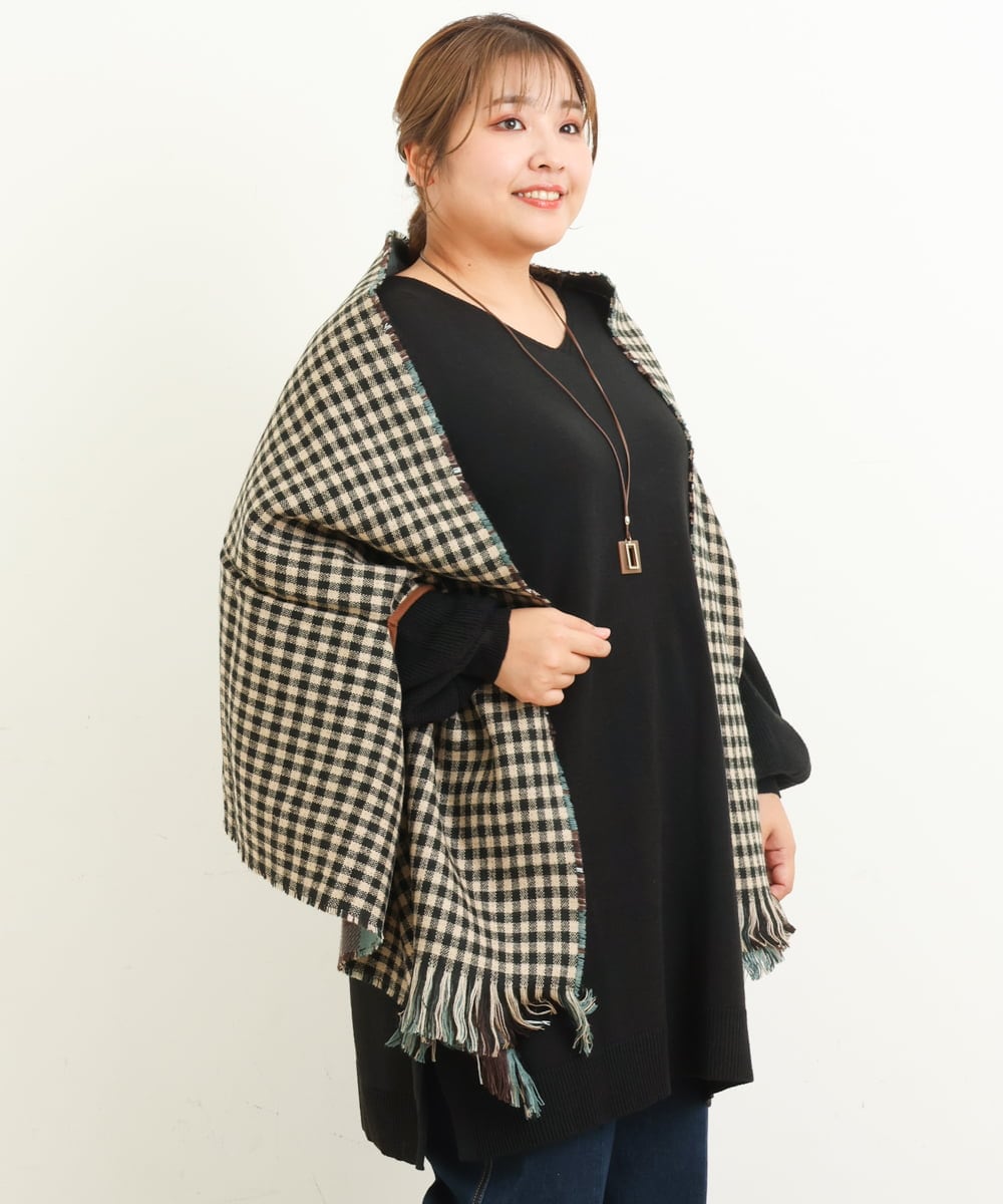 OZ3AS22045 eur3(エウルキューブ) リバーシブルポンチョストール グリーン(35)