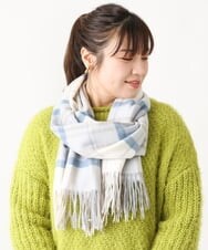 OZ3AV18054 eur3(エウルキューブ) チェック柄フリンジストール アイボリー(80)
