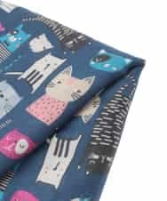 OZ3DD02039 eur3(エウルキューブ) 猫モチーフ大判ストール ネイビー