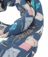OZ3DD02039 eur3(エウルキューブ) 猫モチーフ大判ストール ネイビー