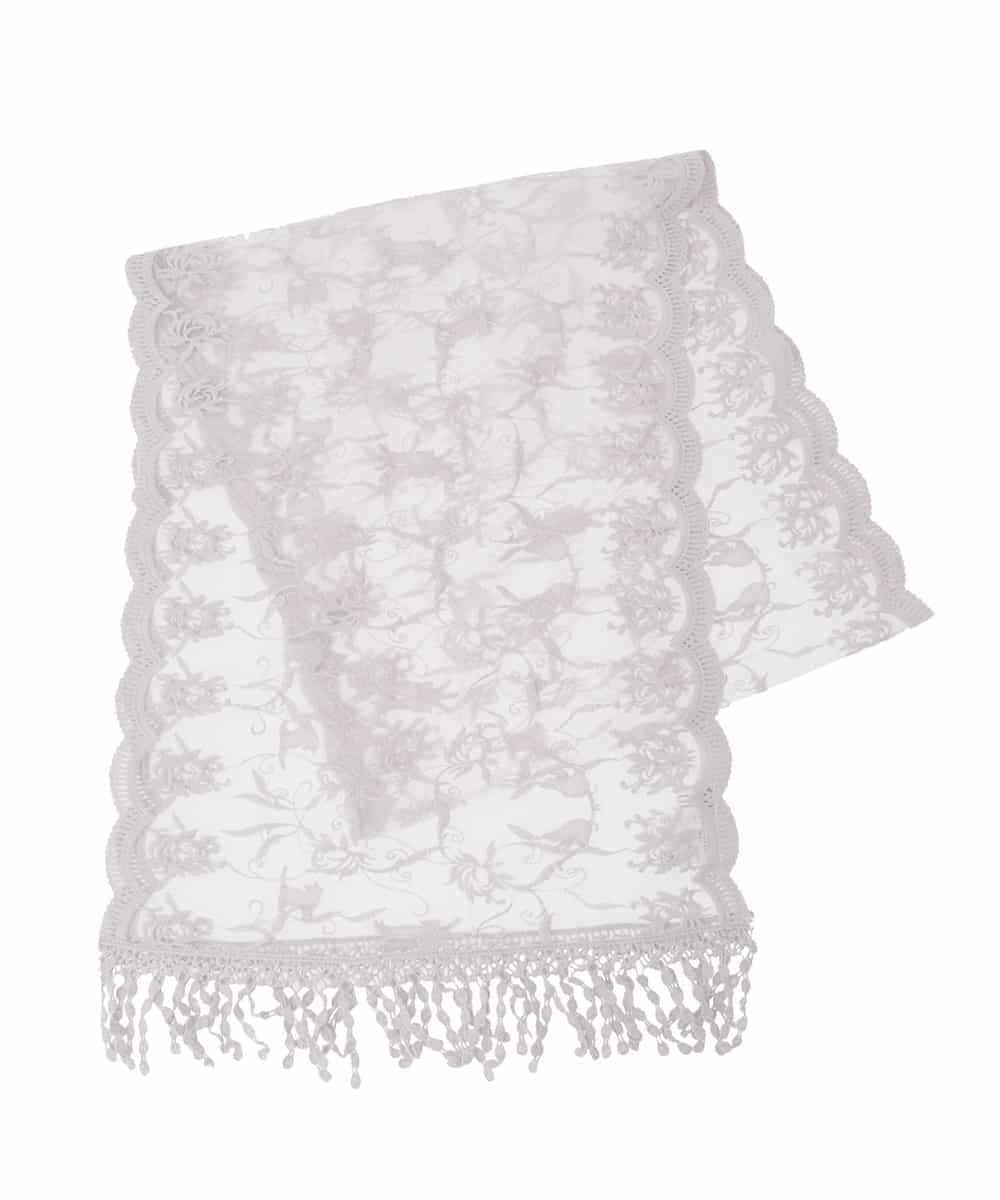 OZ3DD03054 eur3(エウルキューブ) コットン刺繍シアー猫ストール ライトグレー