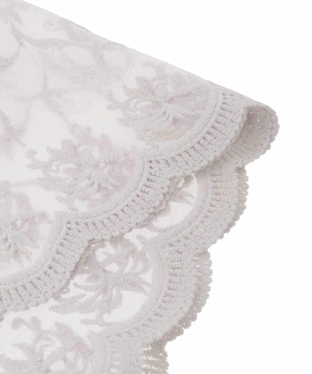 OZ3DD03054 eur3(エウルキューブ) コットン刺繍シアー猫ストール ライトグレー