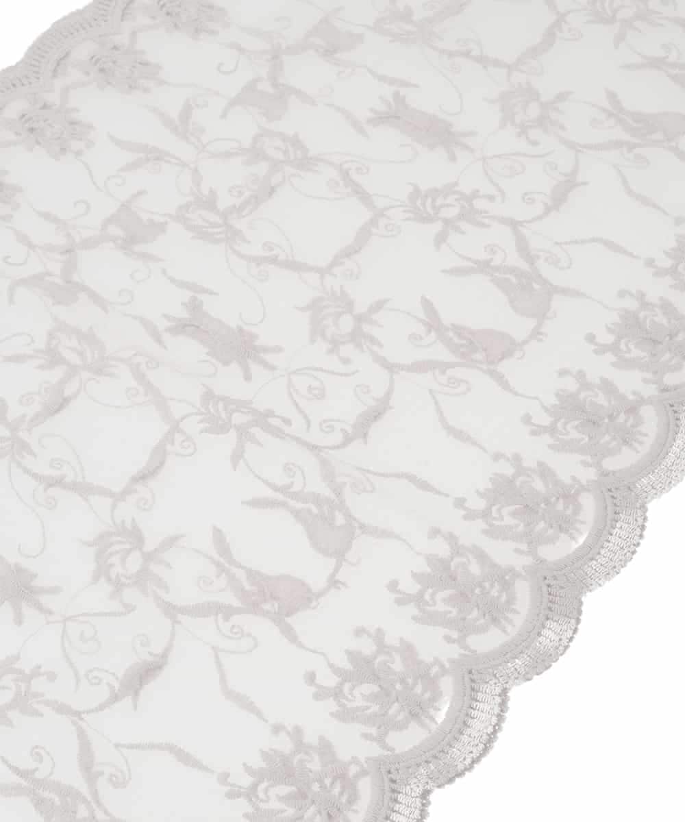 OZ3DD03054 eur3(エウルキューブ) コットン刺繍シアー猫ストール ライトグレー