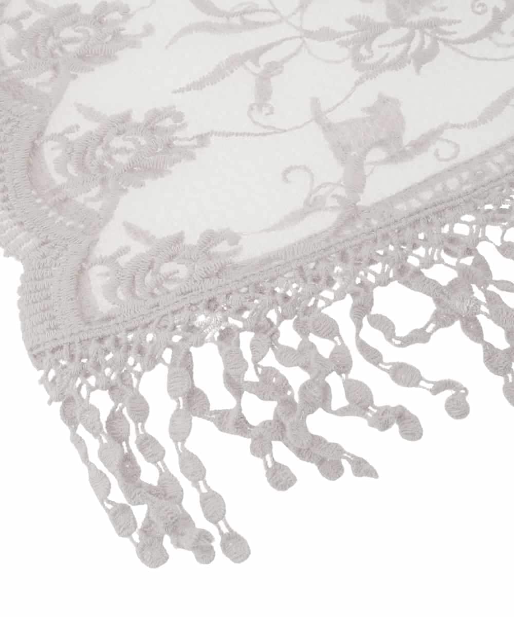 OZ3DD03054 eur3(エウルキューブ) コットン刺繍シアー猫ストール ライトグレー