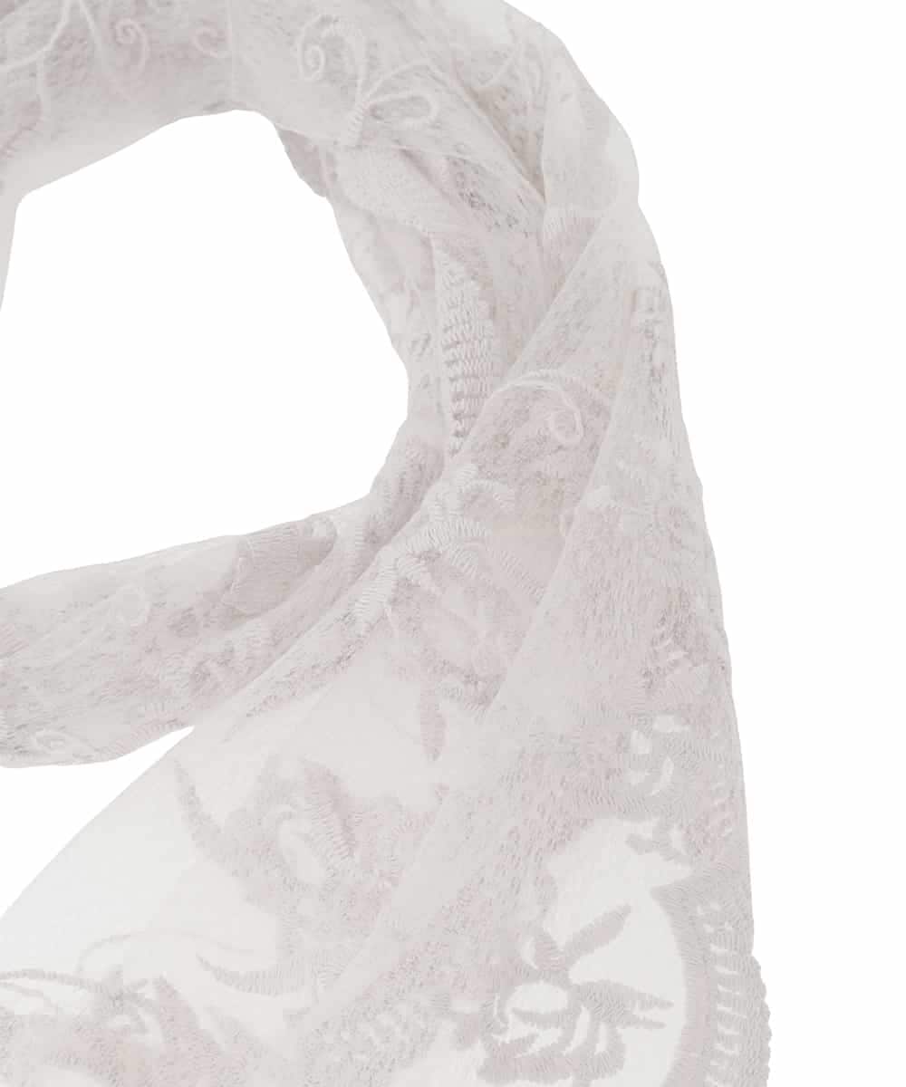 OZ3DD03054 eur3(エウルキューブ) コットン刺繍シアー猫ストール ライトグレー