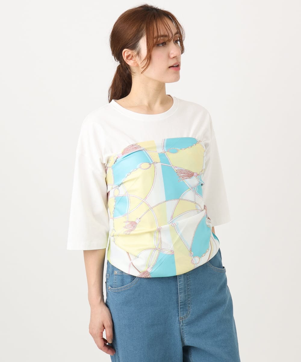 OZ3ED05049 eur3(エウルキューブ) チェーンプリント大判スカーフ グリーン