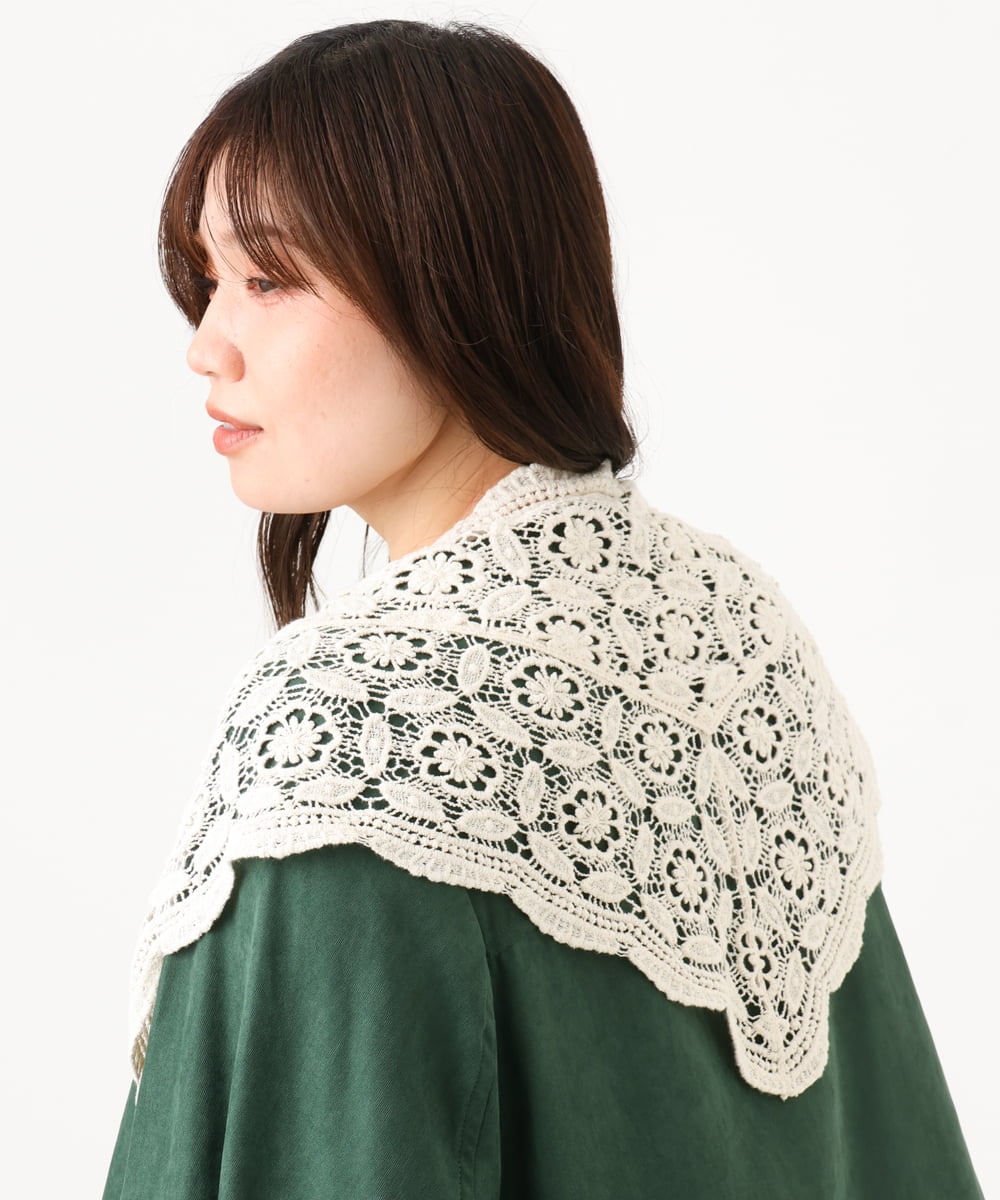 OZ3JD08039 eur3(エウルキューブ) コットンレース三角スカーフ アイボリー