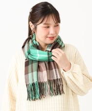 OZ3KD10039 eur3(エウルキューブ) 【シアバター加工】チェックストール グリーン