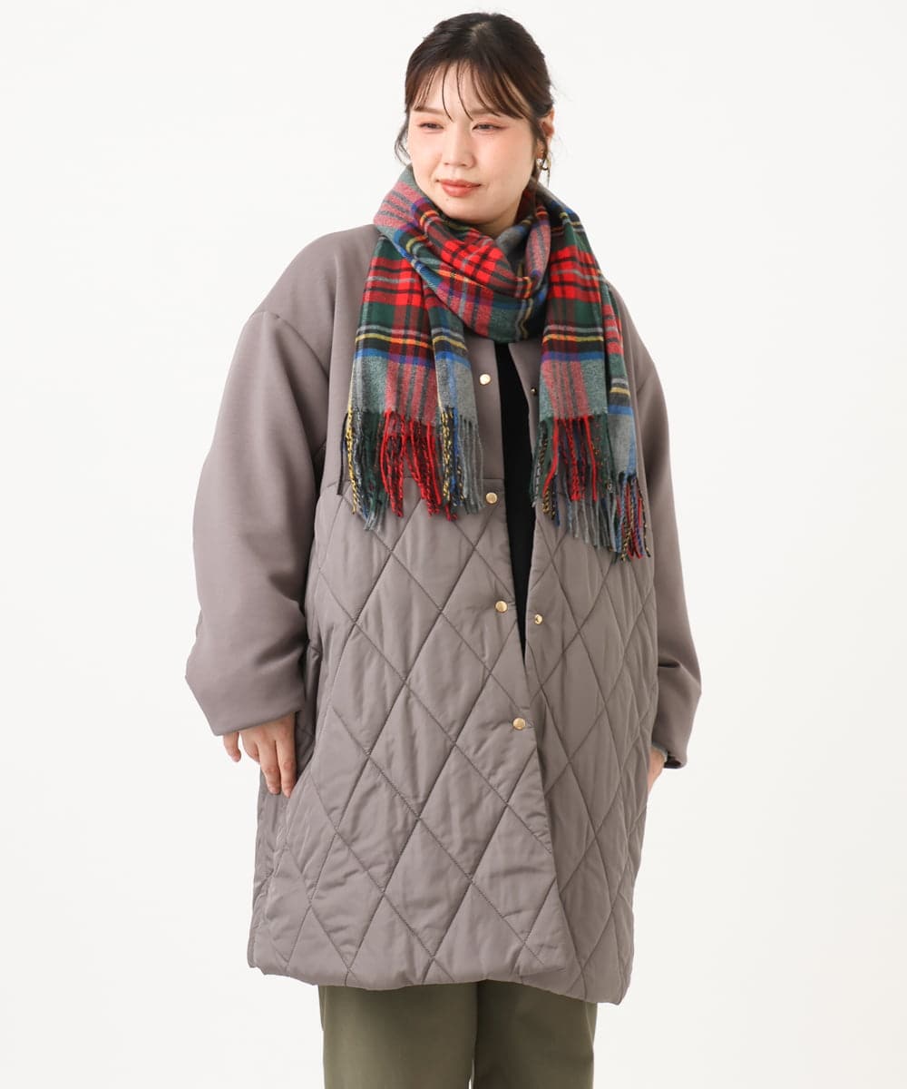 OZ3KD10039 eur3(エウルキューブ) 【シアバター加工】チェックストール グレー