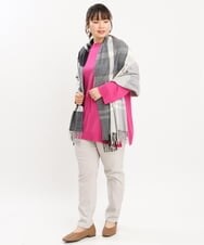 OZ3KS09054 eur3(エウルキューブ) カシミヤタッチチェック柄ストール ブラック(94)