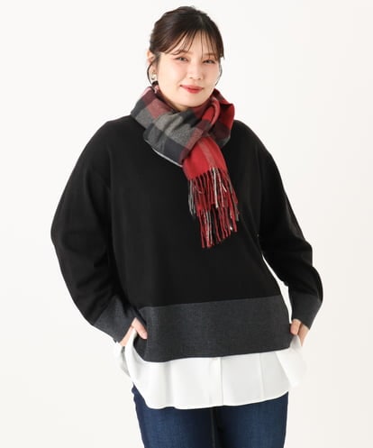 OZ3LA06034 eur3 カラーチェックフリンジマフラー