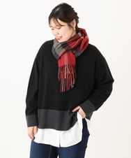 OZ3LA06034 eur3(エウルキューブ) カラーチェックフリンジマフラー レッド