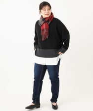 OZ3LA06034 eur3(エウルキューブ) カラーチェックフリンジマフラー レッド