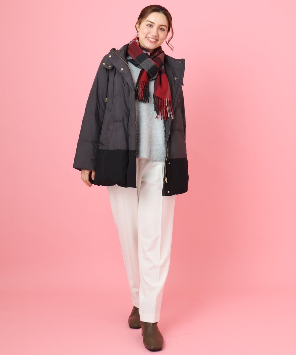 OZ3LA06034 eur3(エウルキューブ) カラーチェックフリンジマフラー レッド