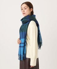 OZ3LA06034 eur3(エウルキューブ) カラーチェックフリンジマフラー ネイビー