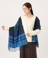 OZ3LA06034 eur3(エウルキューブ) カラーチェックフリンジマフラー ネイビー