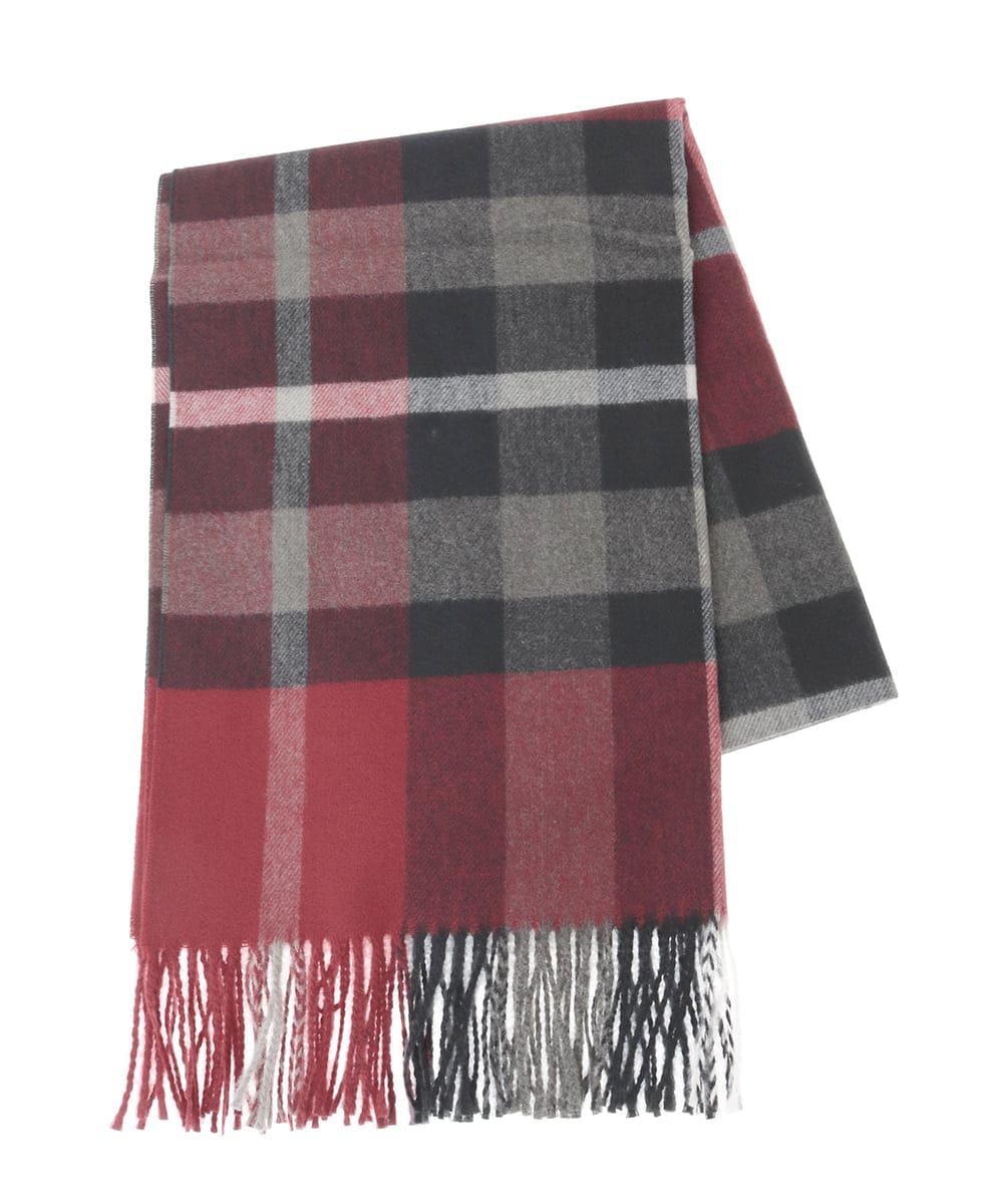 OZ3LA06034 eur3(エウルキューブ) カラーチェックフリンジマフラー ネイビー