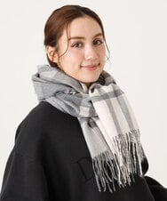 OZ3LA06034 eur3(エウルキューブ) カラーチェックフリンジマフラー ライトグレー