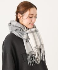 OZ3LA06034 eur3(エウルキューブ) カラーチェックフリンジマフラー ライトグレー