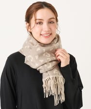 OZ3LA07039 eur3(エウルキューブ) レオパードフリンジマフラー ベージュ