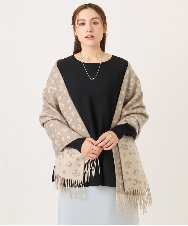 OZ3LA07039 eur3(エウルキューブ) レオパードフリンジマフラー ベージュ