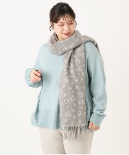 OZ3LA07039 eur3(エウルキューブ) レオパードフリンジマフラー ライトグレー