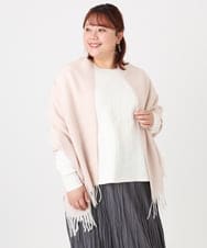 OZ3LA09049 eur3(エウルキューブ) フリンジニットマフラー ピンク