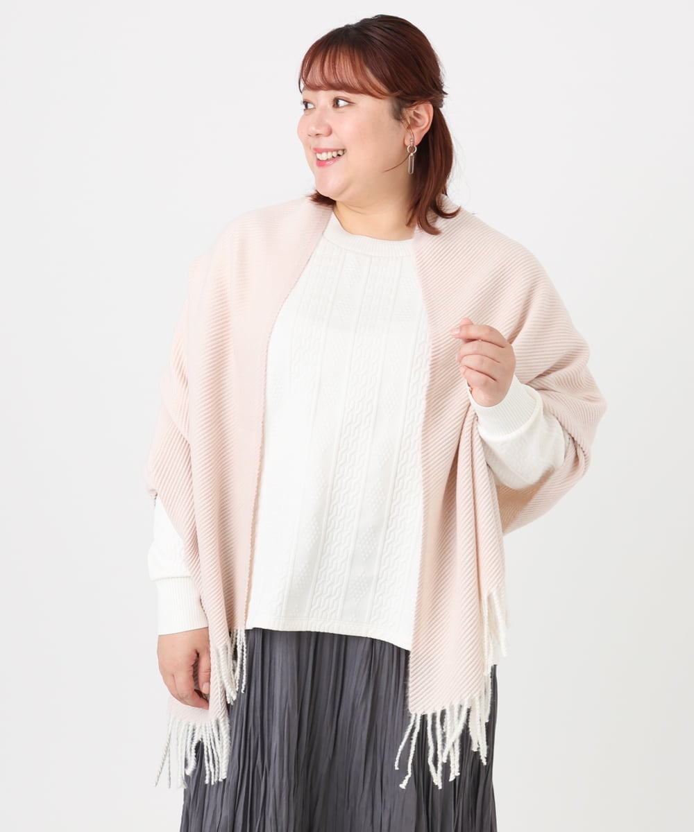 OZ3LA09049 eur3(エウルキューブ) フリンジニットマフラー ピンク