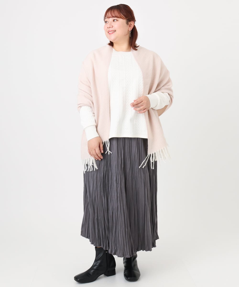 OZ3LA09049 eur3(エウルキューブ) フリンジニットマフラー ピンク