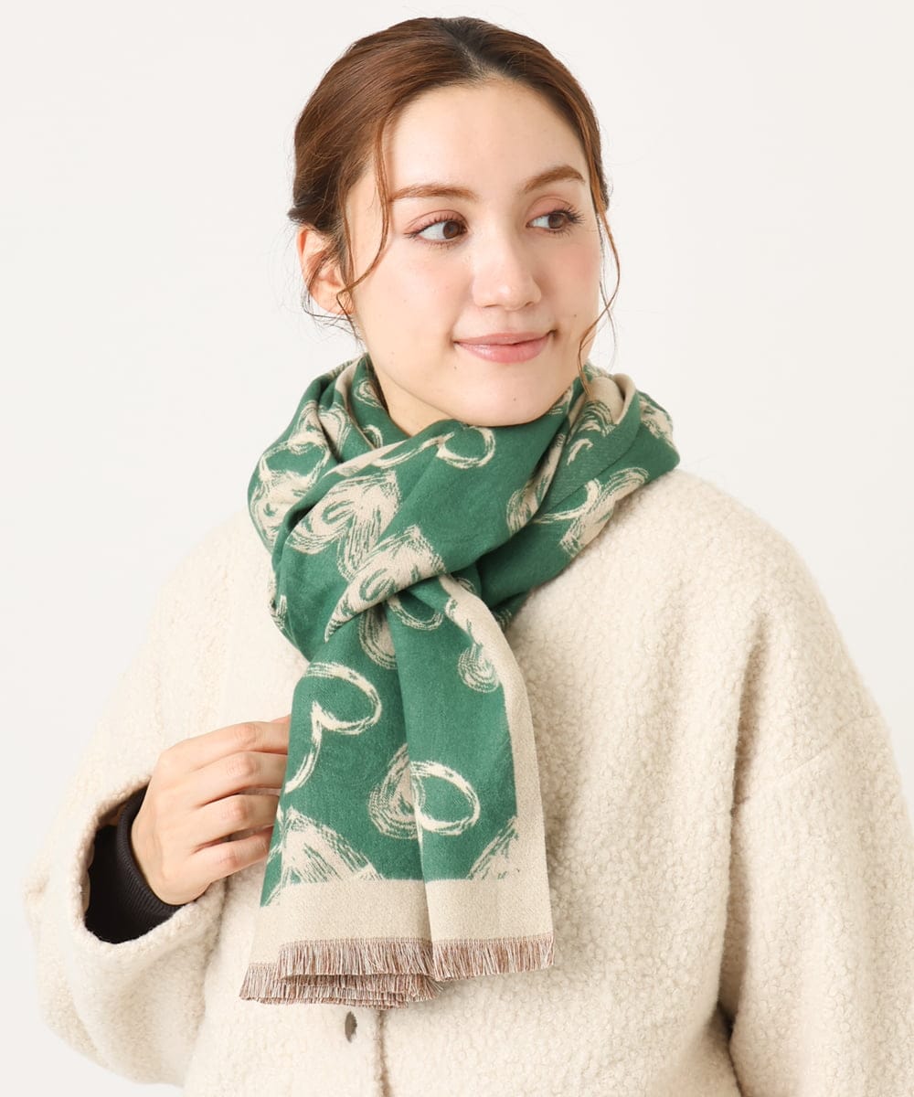 OZ3LA11054 eur3(エウルキューブ) ハート柄ストール グリーン