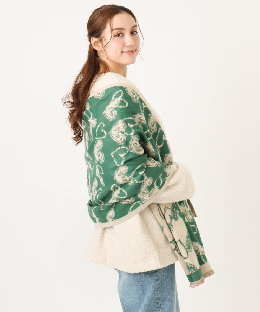 OZ3LA11054 eur3(エウルキューブ) ハート柄ストール グリーン