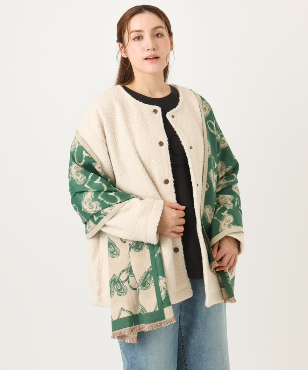 OZ3LA11054 eur3(エウルキューブ) ハート柄ストール グリーン