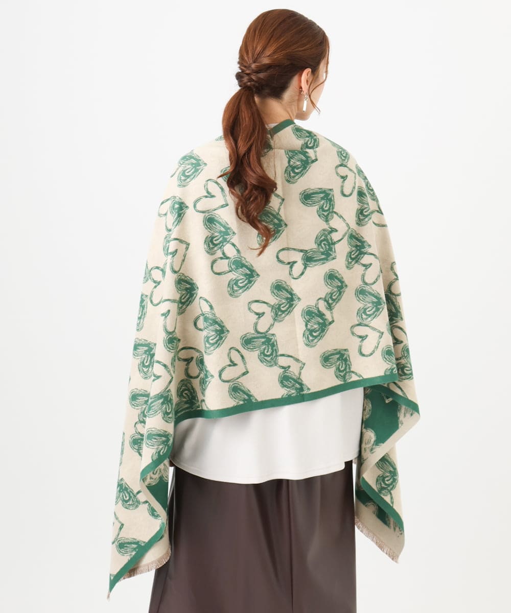 OZ3LA11054 eur3(エウルキューブ) ハート柄ストール グリーン