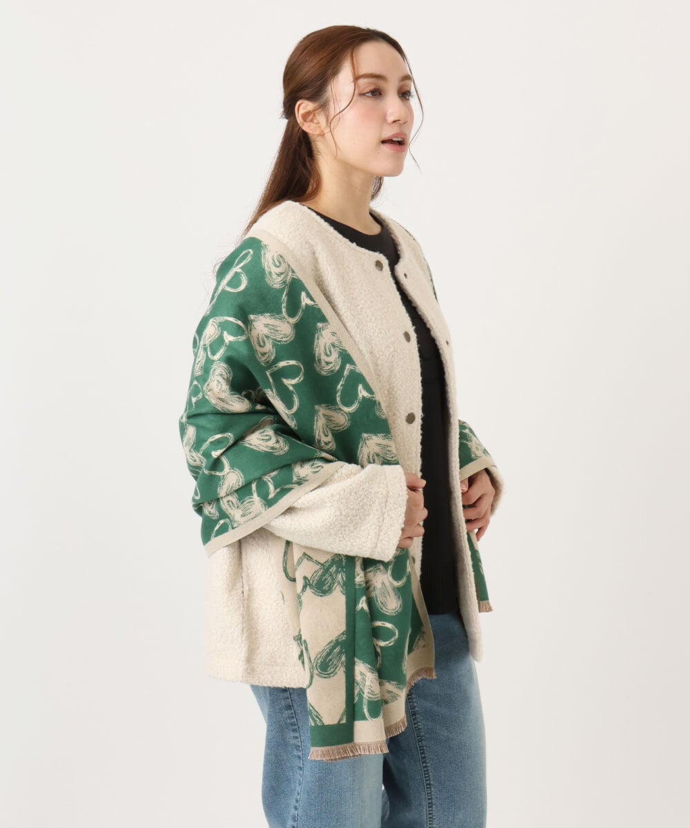 OZ3LA11054 eur3(エウルキューブ) ハート柄ストール グリーン