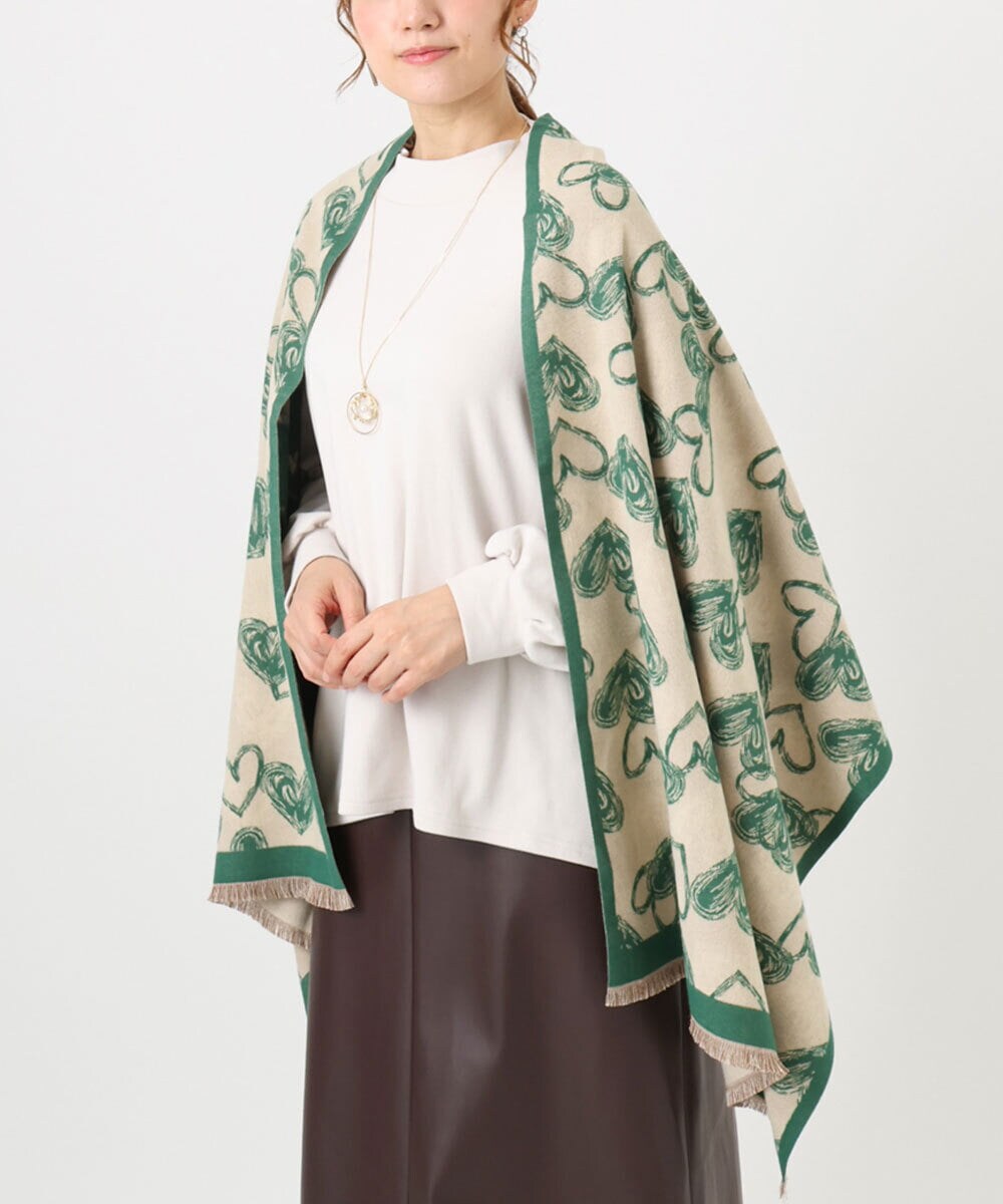 OZ3LA11054 eur3(エウルキューブ) ハート柄ストール グリーン