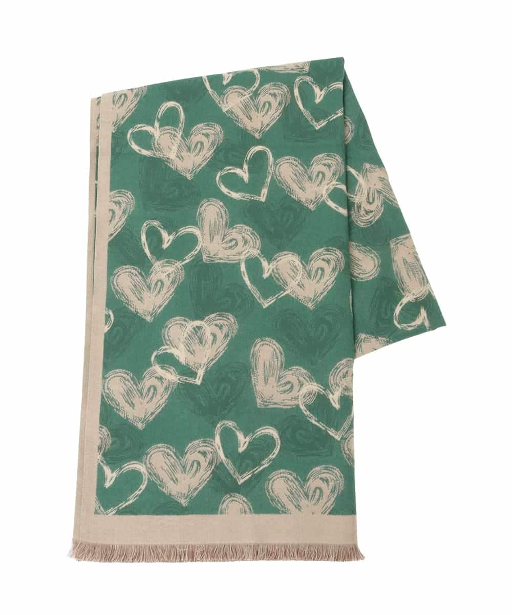 OZ3LA11054 eur3(エウルキューブ) ハート柄ストール グリーン
