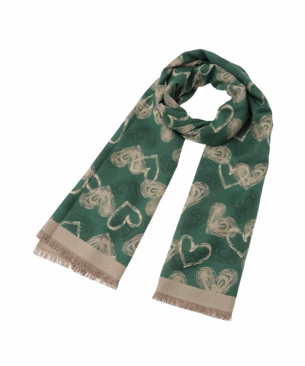 OZ3LA11054 eur3(エウルキューブ) ハート柄ストール グリーン