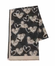 OZ3LA11054 eur3(エウルキューブ) ハート柄ストール ブラック