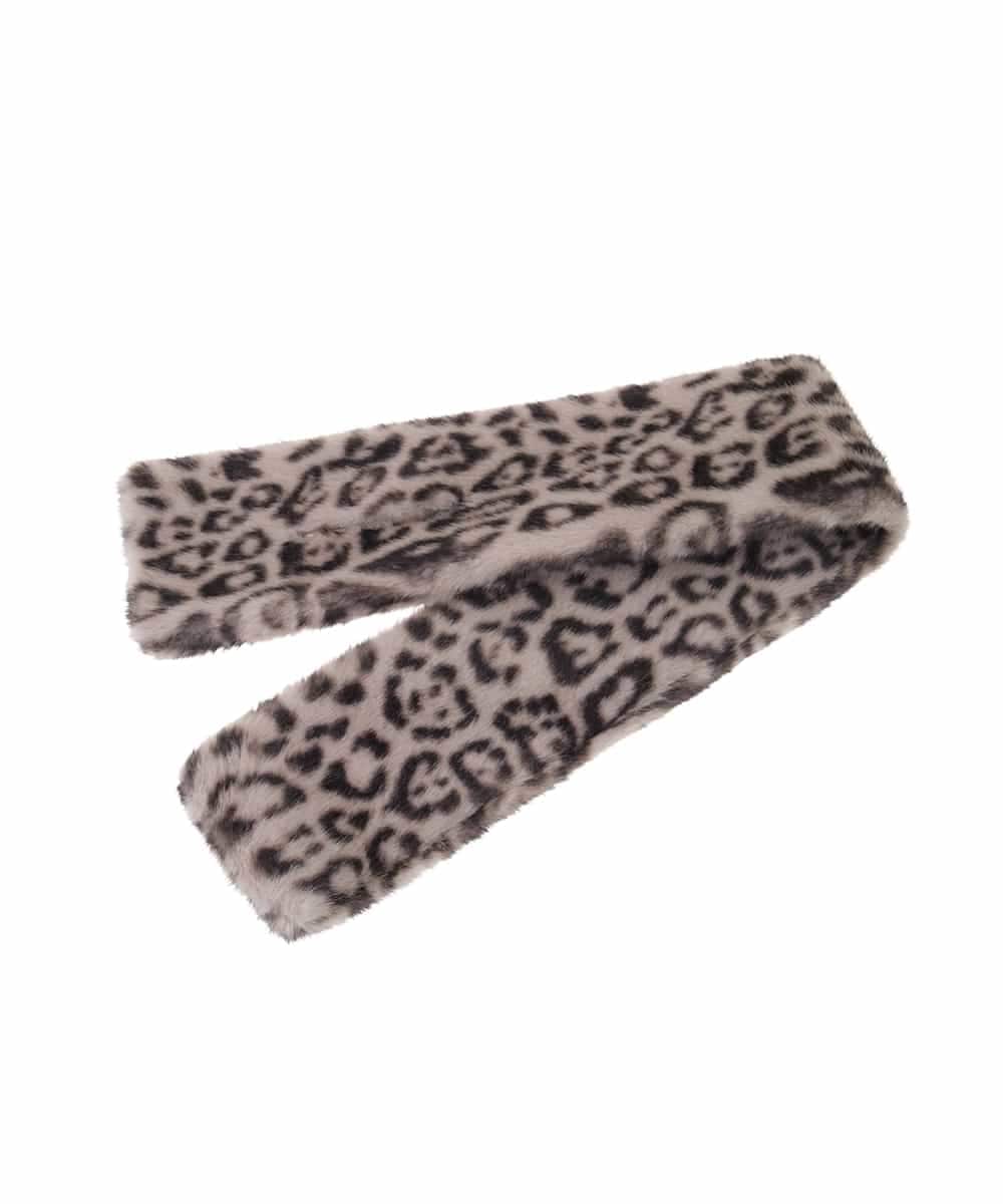 OZ3LD14039 eur3(エウルキューブ) レオパード柄フェイクファーティペット グレー