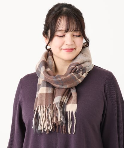 OZ3LV12034 eur3 【シアバター加工】チェック柄ストール