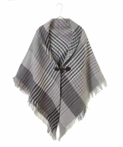 OZ3LV13059  【2WAY/洗える】トグル付きチェック柄大判ストール