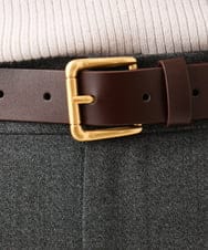 OZ4LD04054 eur3(エウルキューブ) 牛革スクエアバックルベルト ダークブラウン