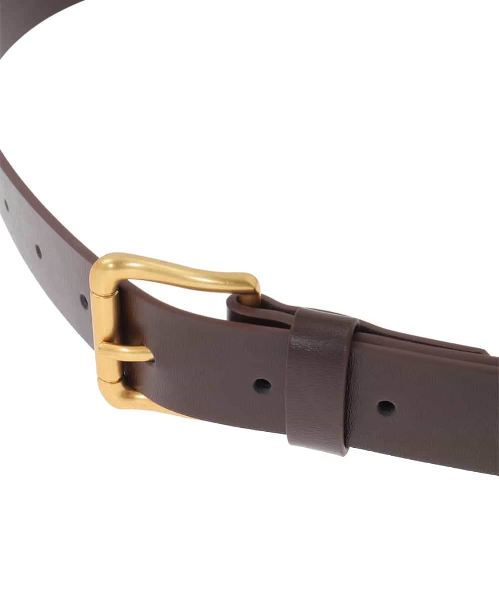 OZ4LD04054 eur3(エウルキューブ) 牛革スクエアバックルベルト ダークブラウン