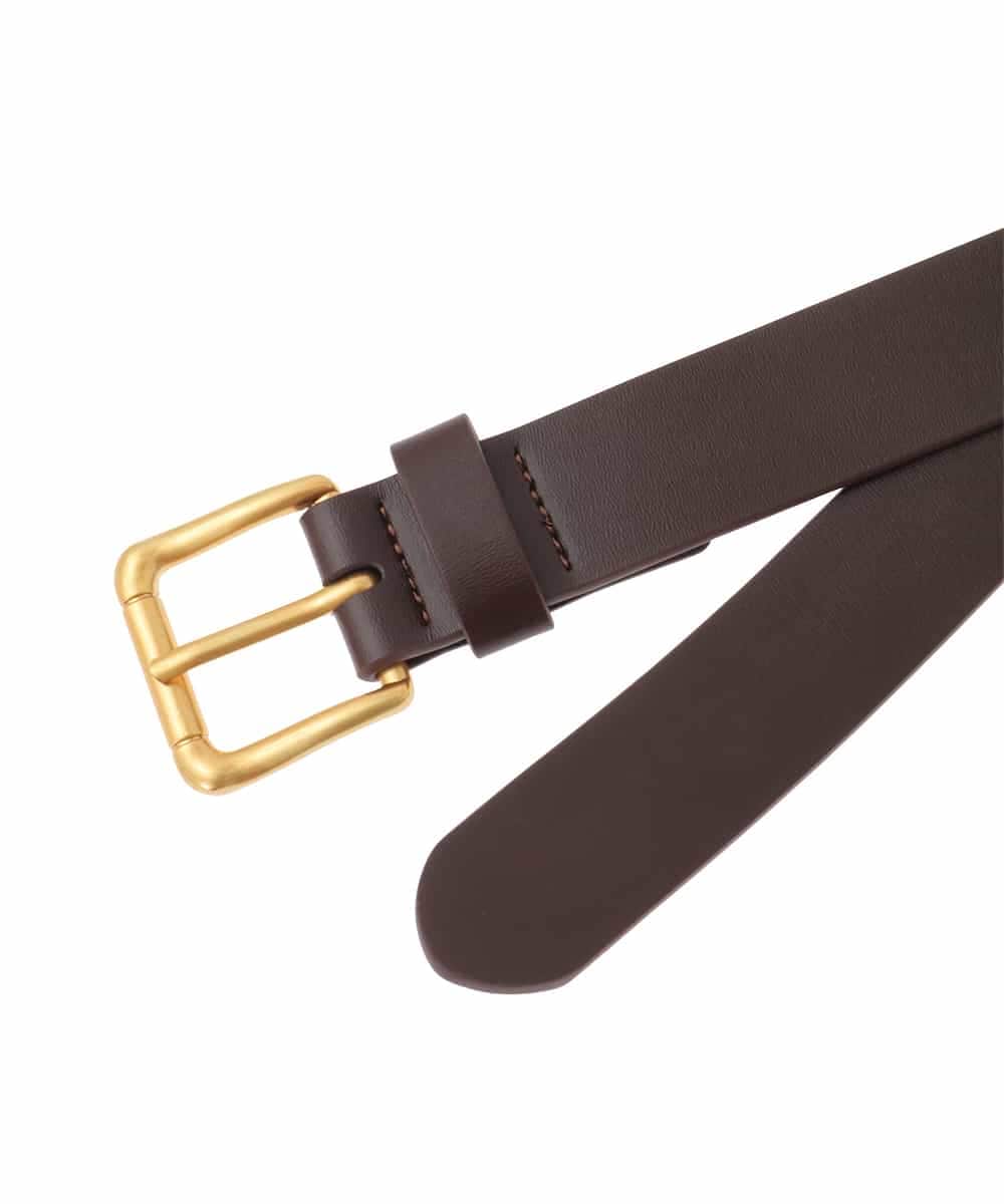 OZ4LD04054 eur3(エウルキューブ) 牛革スクエアバックルベルト ダークブラウン