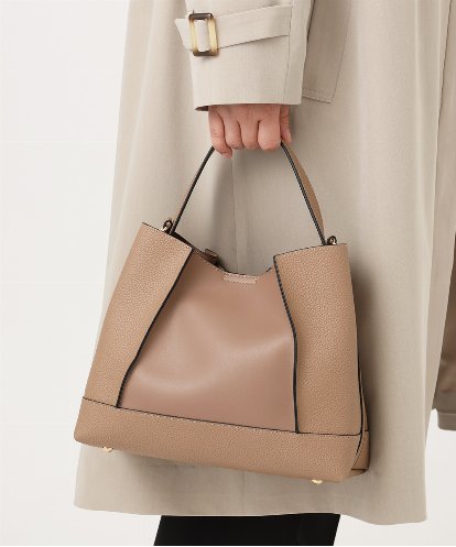 OZ5AD27079 eur3 【2WAY】切り替えデザインフェイクレザーハンドバッグ